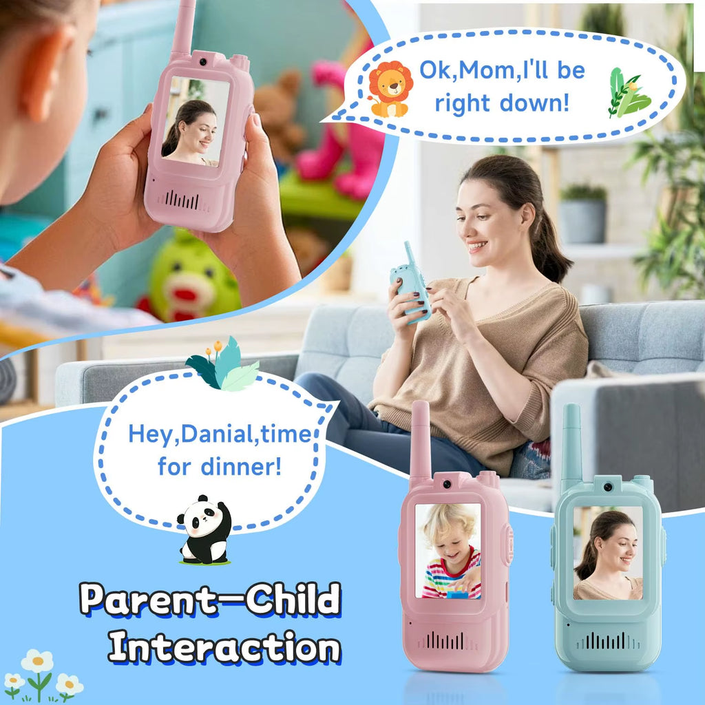 2-Pack Rechargeable Video Walkie Talkies for Kids - Perfect Indoor & Outdoor Fun, Ideal Gifts for Ages 3-12!