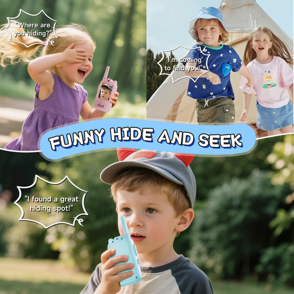 2-Pack Rechargeable Video Walkie Talkies for Kids - Perfect Indoor & Outdoor Fun, Ideal Gifts for Ages 3-12!