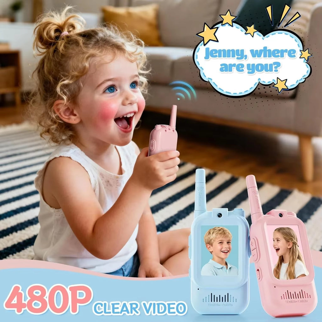 2-Pack Rechargeable Video Walkie Talkies for Kids - Perfect Indoor & Outdoor Fun, Ideal Gifts for Ages 3-12!