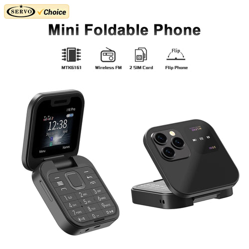I16Pro Mini Flip Phone - Stylish Foldable Design with Dual SIM, FM Radio, and Speed Dial Features